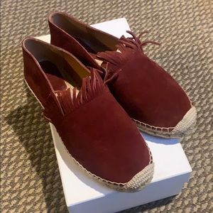 Chloé Fringe Espadrille Suede Burgundy